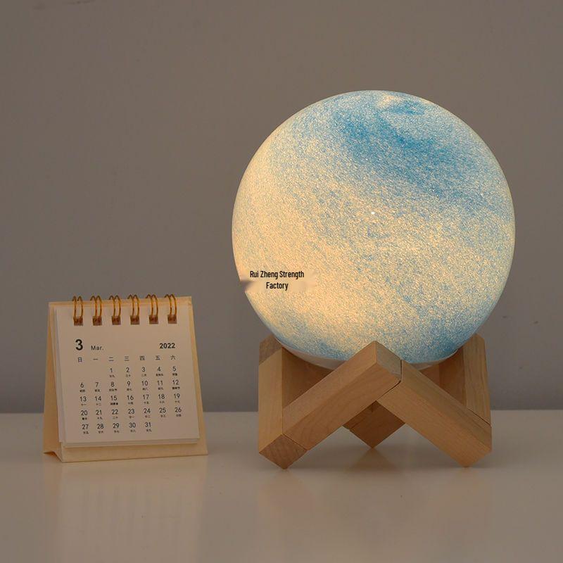 Creative Planet Moon & Starry Sky Projector: Remote-Controlled Night Table Lamp for Bedroom Atmosphere