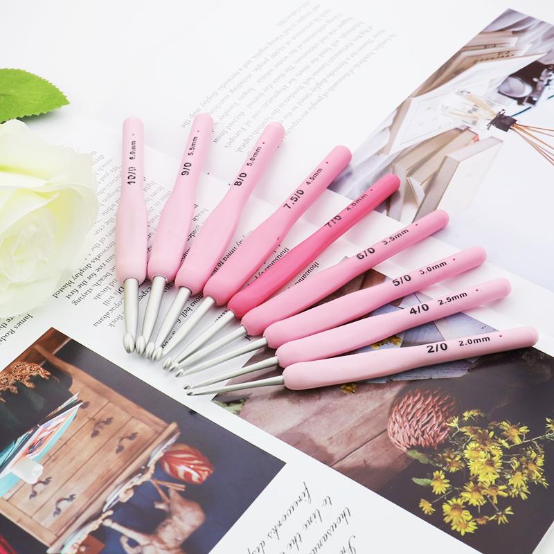 9pc/set DIY knitting needles, sweater crochet hook set, elegant, durable, DIY knitting enthusiasts hand weave tool, pink or red