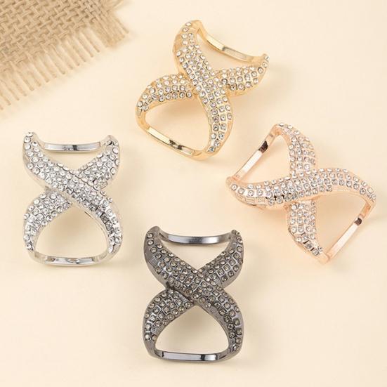 Scarf Rings for Women X Shaped Scarf Buckle Rhinestone Shawl Slide Pin Clip
