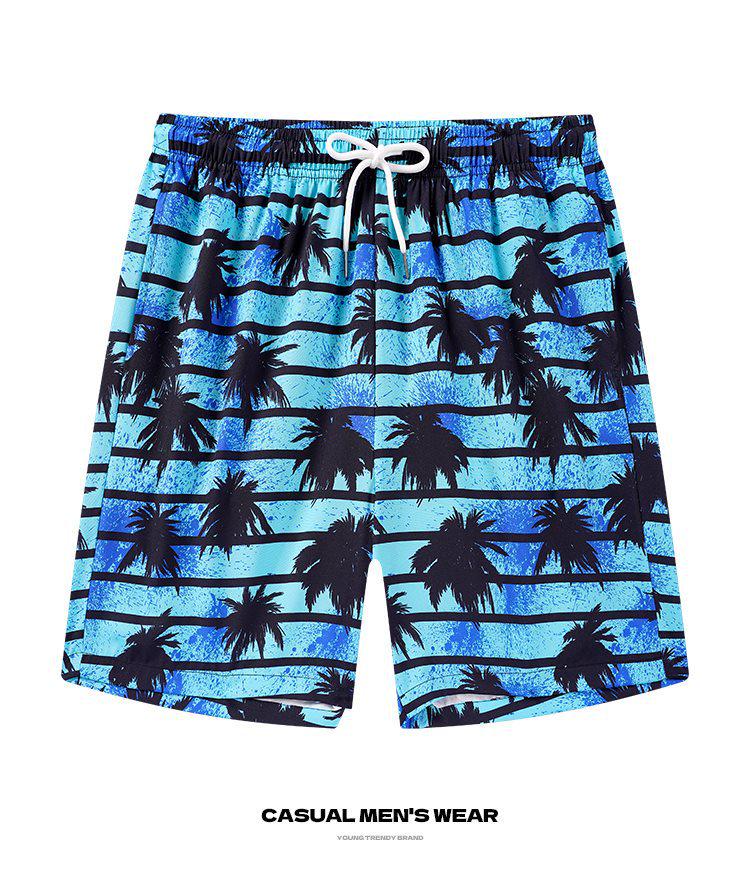 2026 Men's Ice Silk 3D Print Mid-Length Beach Sports Shorts - Trendy and Versatile Casual Wear