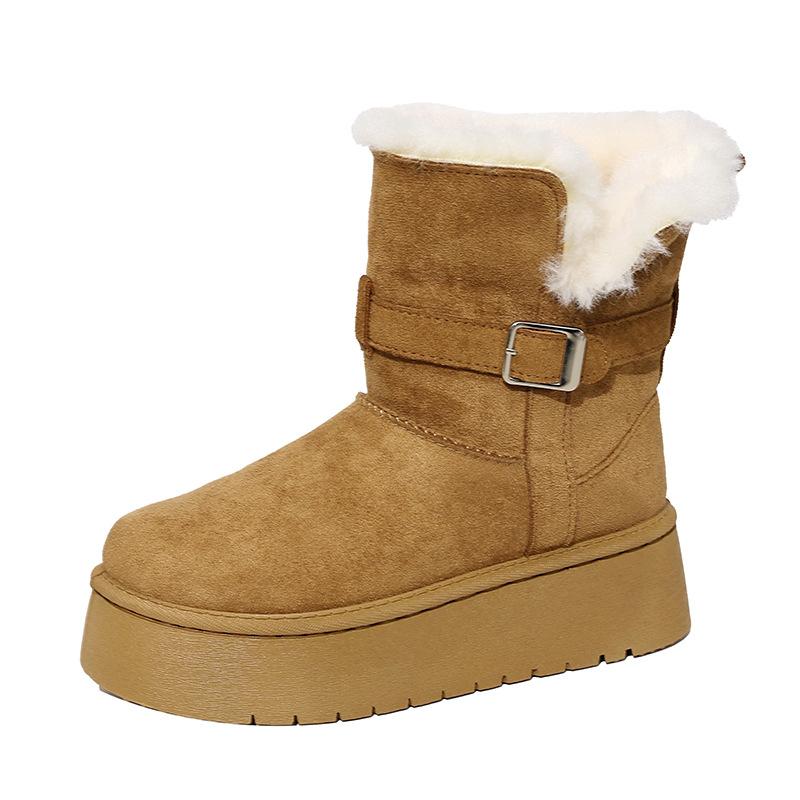 Women's Winter Warm Cold Padded Lining Snow Boots Thick Bottom Heightening Non-slip Wear-resistant Outdoor Leisure Sports Cotton Boots