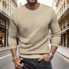 Men's Fall Winter Slim Fit Crew Neck Long Sleeve Sweatshirt, Solid Small Grid Pattern Casual Base Layer Pullover Tops