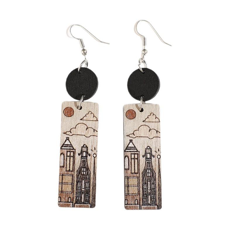 New Ethnic Style Geometric Print Versatile Earrings