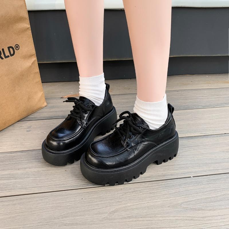 Women'S Thick Heel Shoes Spring New Round Head Deep Mouth Front Strap Thick Sole Anti-Slip Wear-Resistant Low-Top Shoes