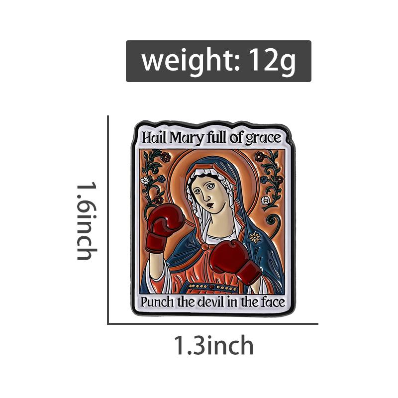 Hail Mary Enamel Pins Custom Punch The Devil In The Face Brooches Lapel Badges Clothes Funny Jewelry Gift for Kids Friends