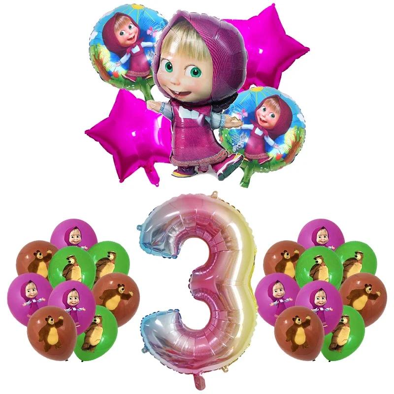 Masshaed Verjaardagsfeest Decoratie Tafelgerei Set Beren Borden Bekers Banner Ballonnen Kinderen Babyborrel Cadeaus Meisjes Fotohokje Prop