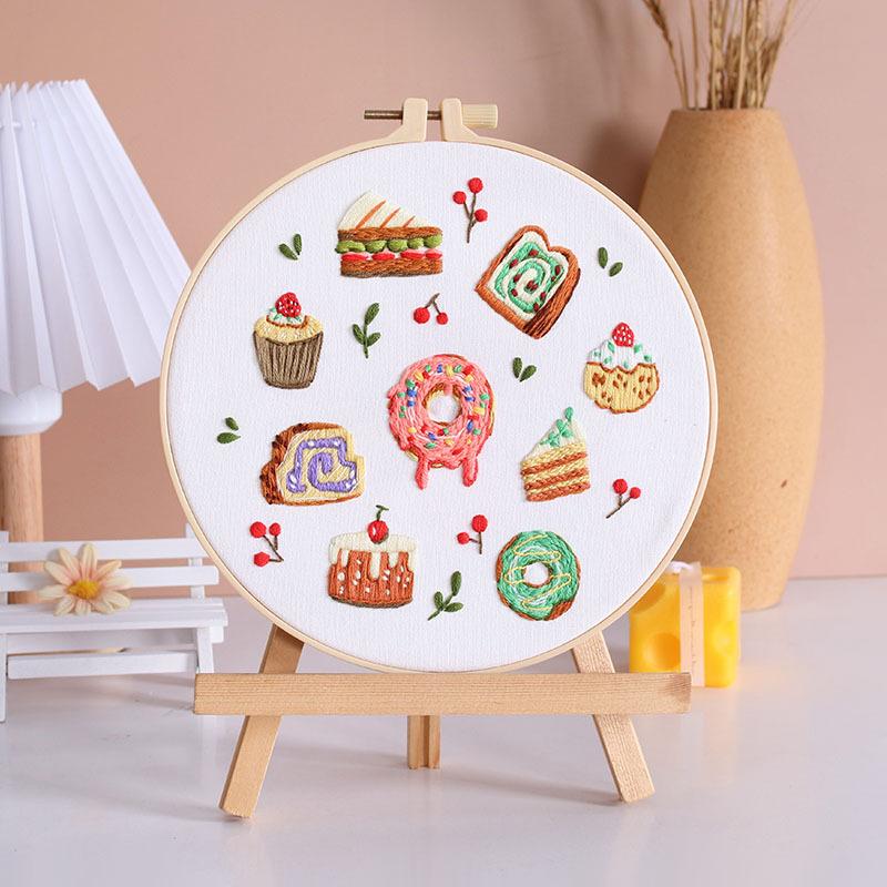 Bread Dessert Embroidery Handmade Diy Material Package Kit Needle And Thread Set New Product