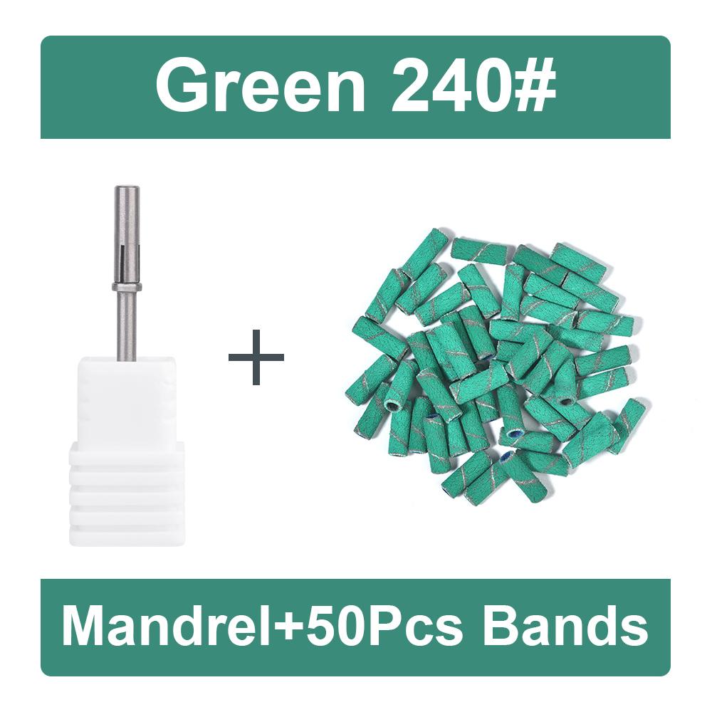 50Pcs 3MM Mini Nail Sanding Bands With Shaft 3/32" Nail Drill Bits Sand Bands Dead Skin Calluses Nail Gel Remove Nail Tool Set