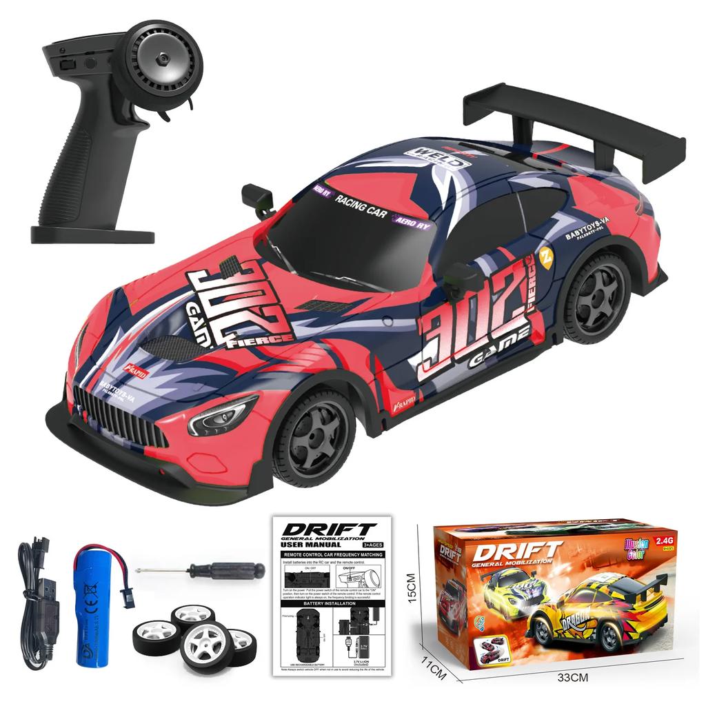 1/18 Rc Drift Racing Car 2.4G Radio Controlled Vehicles Remote Control High-Speed 4Wd Drive Cars with Light Drifting Model Toys