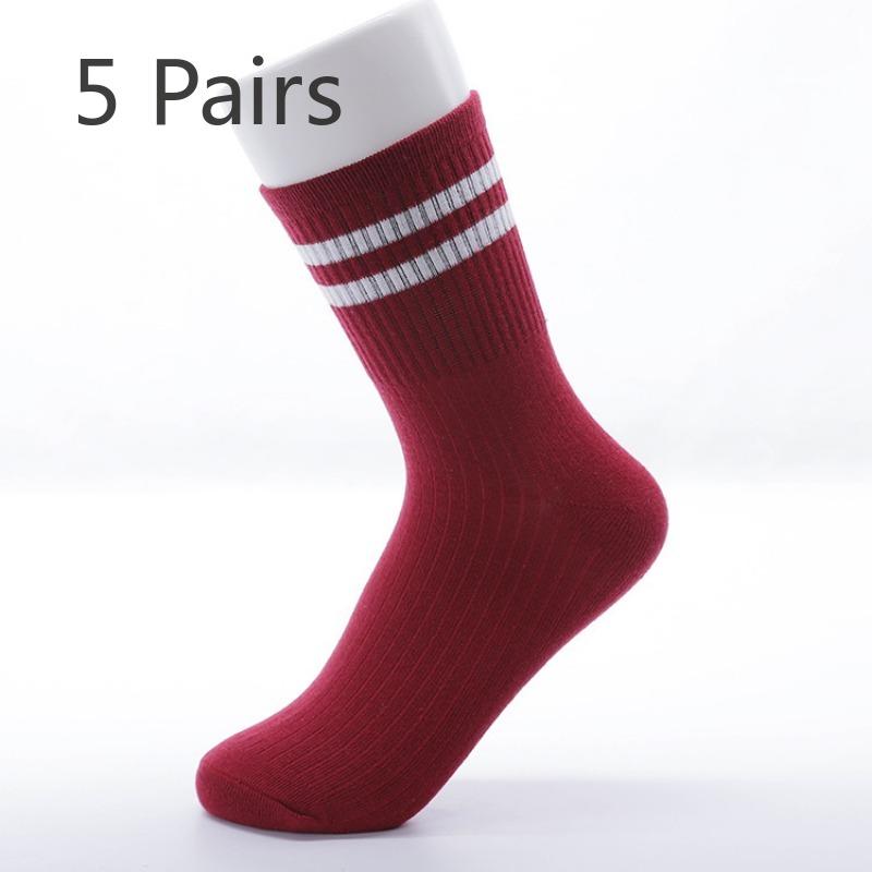 5 Ζεύγη Νέες Αναπνέουσες Καθημερινές Ριγέ Κάλτσες Μήκους Μέσης Κνήμης για Γυναίκες την Άνοιξη και το Φθινόπωρο