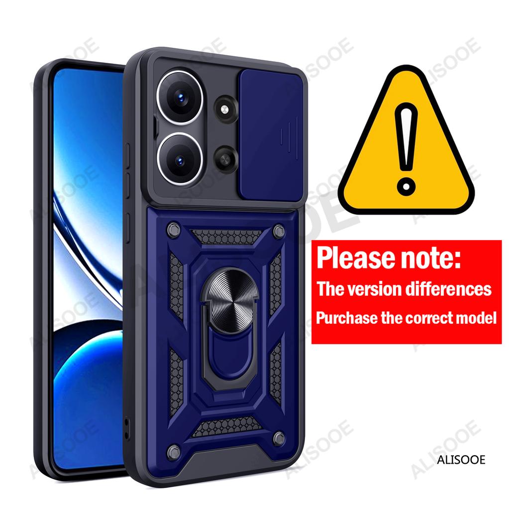 Capa for Xiaomi Redmi 15C Global Case Armor Slide Camera Lens Protection Back Cover Ring Stand Shockproof Funda
