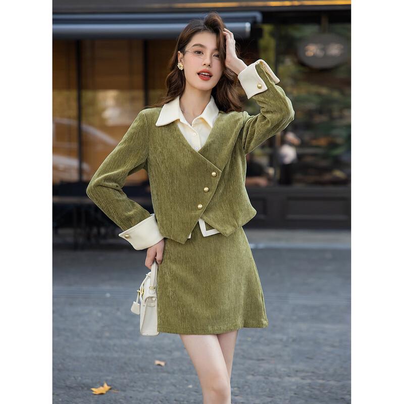 

Mokana Women s French Hepburn Style Long Sleeve Jacket & Skirt Set L