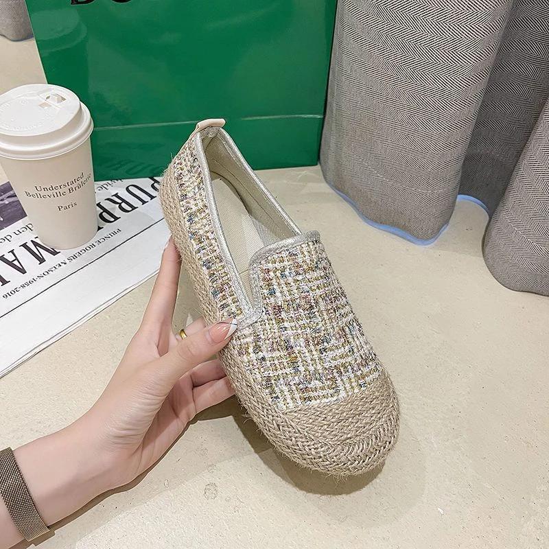 Fashion Espadrilles Flat Women's Shoes Canvas Loafers Slip On Female Footwear Round Toe Daily Routine With High Quality Offers Luxury A