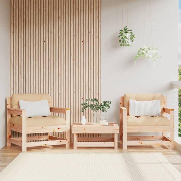 VidaXL Garden Chairs with Cushions Set of 2 Solid Pine Wood, Lounge Chair, Outdoor Chair, Outdoor Seat, 825562