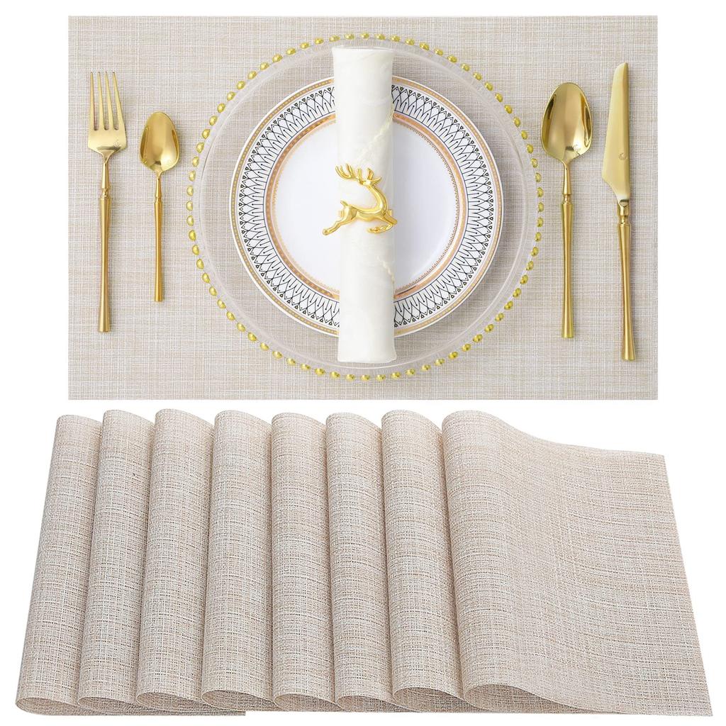 2/4PCS Placemats Washable Easy To Clean Vinyl Dining Table Pads Durable PVC Weave Table Mats Coasters Banquet Party Home Decor