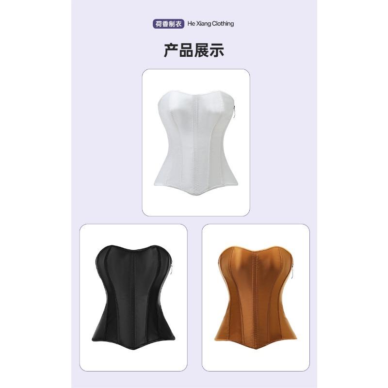 Corsetto modellante a zip in raso da donna per controllo pancia Shapewear snellente Top