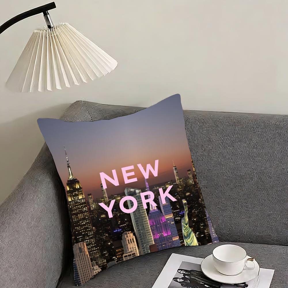 New York City Fashion Cushion Cover Pillowcase Ultra Soft Skin Friendly Fabric Cloud Like Comfort & Concealed Zipper
