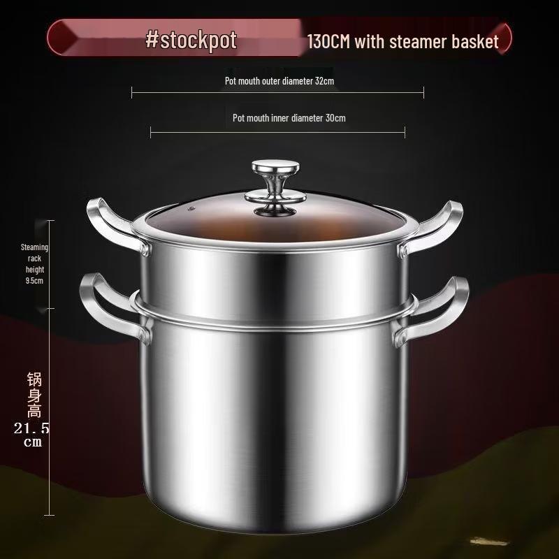 316 Stainless Steel Deep Stockpot with Steamer