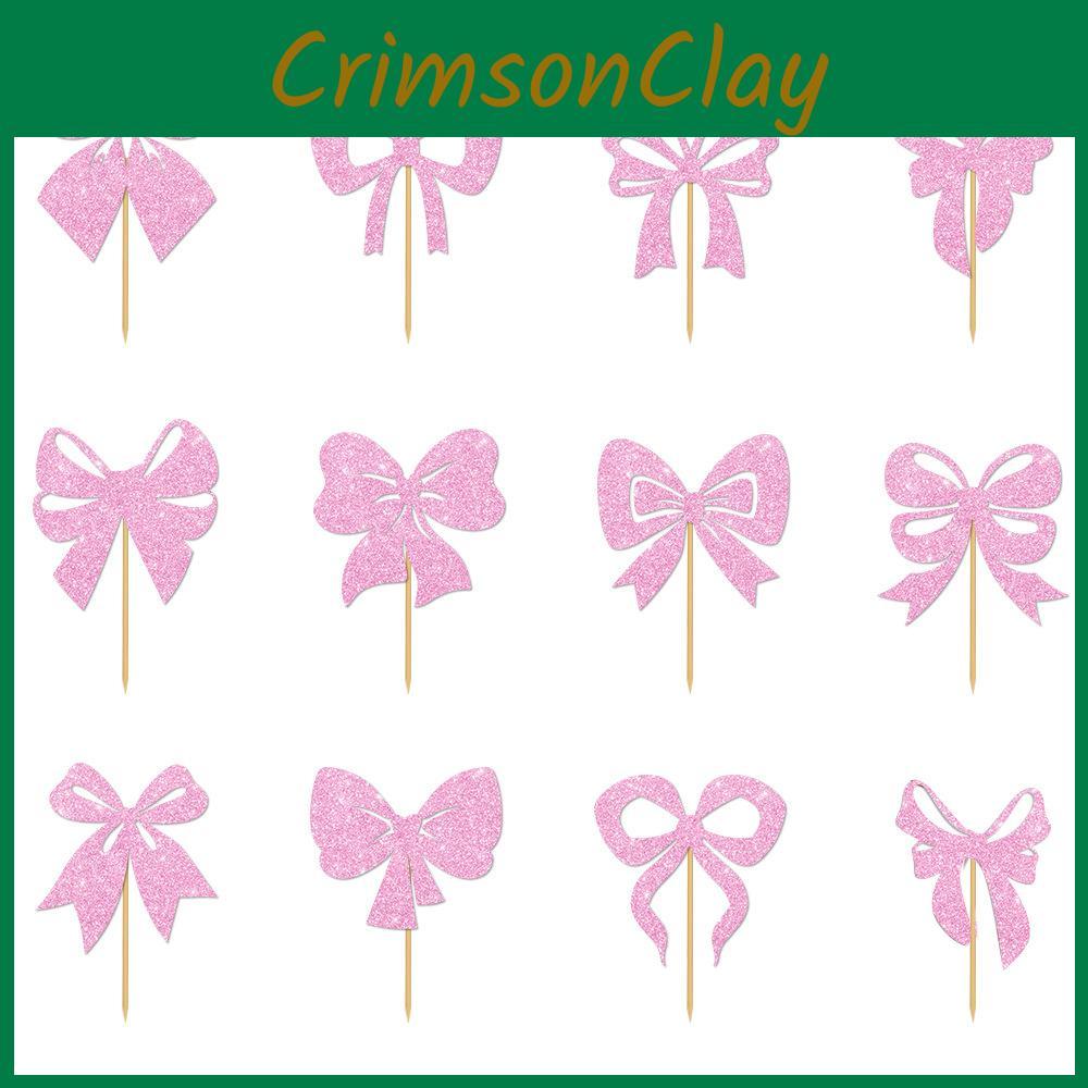 Birthday Party Cake Decoration With Gold Glitter Paper Bows And Flags For Festive Celebration