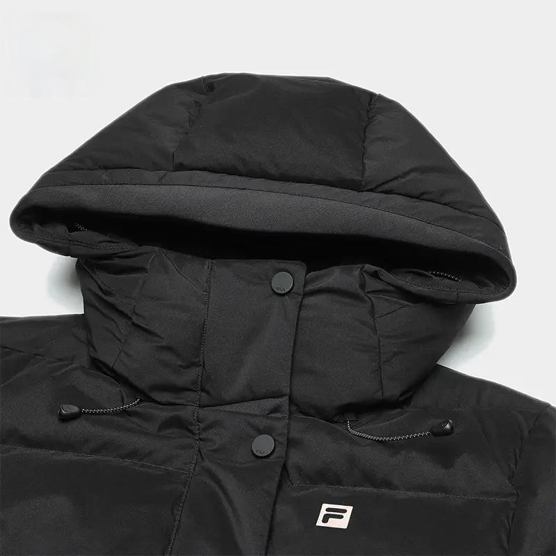 Fila Fleece Hooded Sports Casual Down Jacket Women Outerwear Deep-Black A51W441916ABK