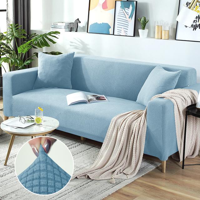 Sitzbezug aus Polarfleece, einfarbig, für Wohnzimmer, elastischer Sofabezug, Eckcouchbezug, Schonbezug, Sofaschutz