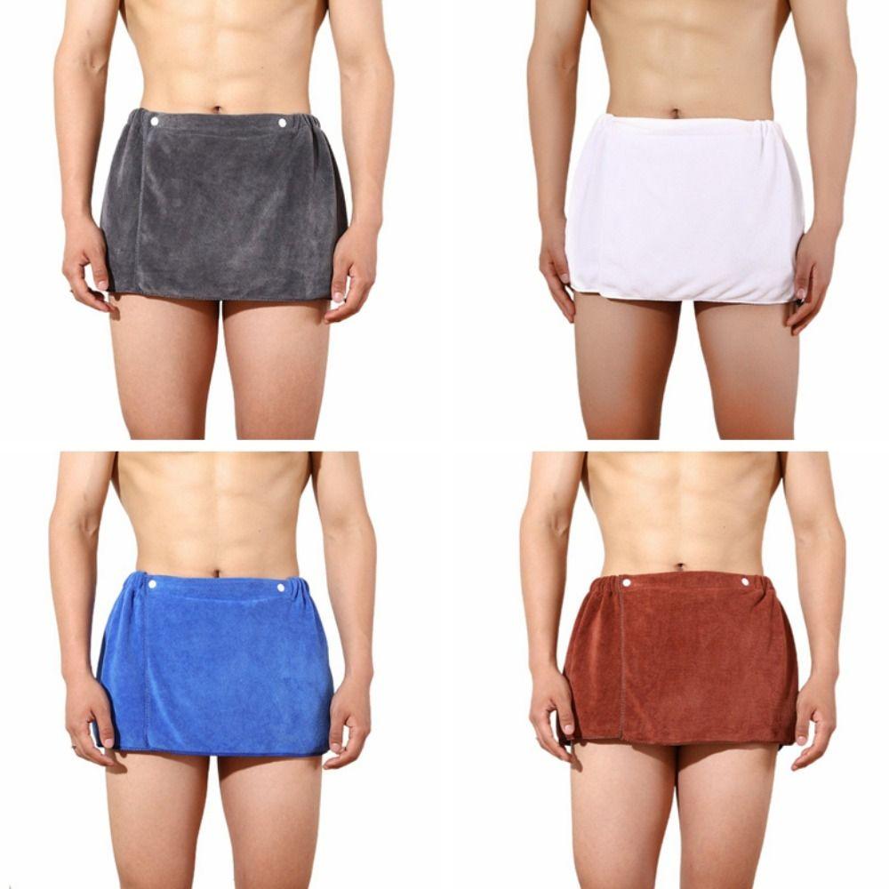 Long Shower Towel Solid Color Short Towel Pant Soft Men Wearable Bath Towel Home