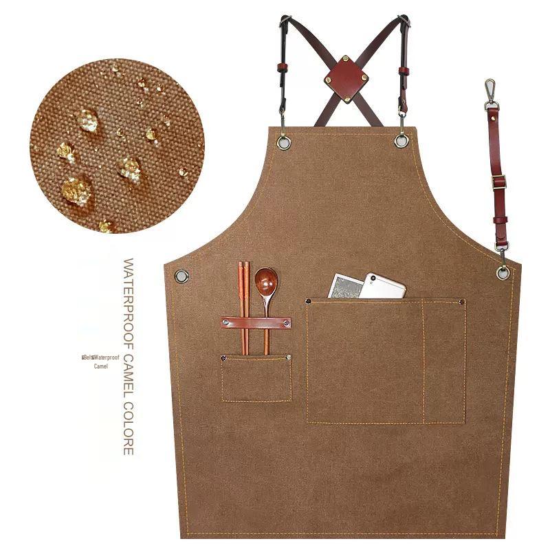 Women's Celebrity-Style Thick Canvas Apron for Hairdressers, Milk Tea Shops, and Baristas