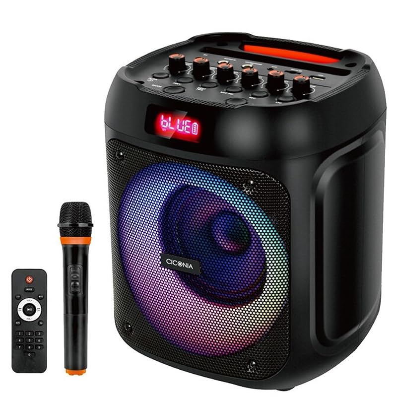 

[Tokyo DECO] speaker set wireless microphone bluetooth 5.0 compatible 80W rechargeable remote control USB/microSD compatible capacity TWS system audio