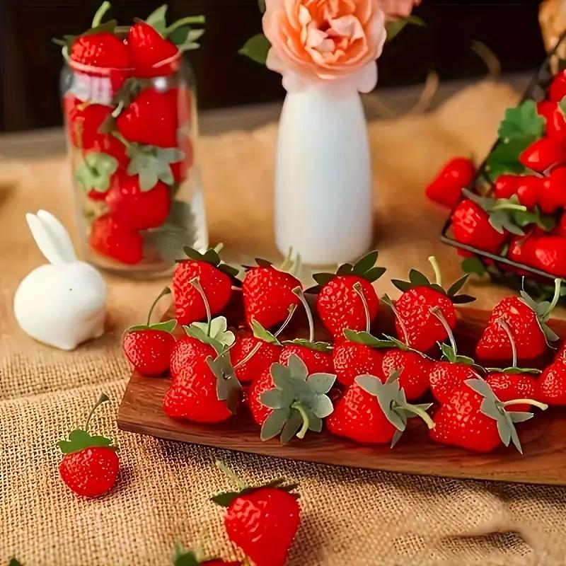 20Pcs Artificial Strawberry DIY Fake Fruit Set Plastic Simulation Fruits for Party Decor Home and Wedding Ornaments