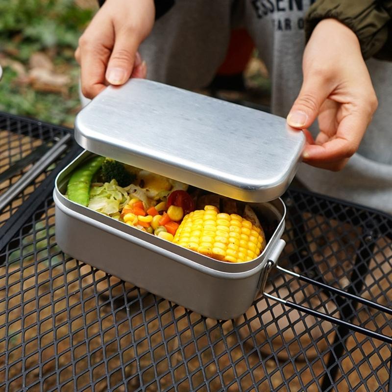 Aluminum Lunch Box Ourdoor Camping Cookware Food Container Storage Dinnerware
