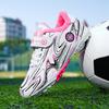Kids' Fleece-Lined Soccer Shoes Non-slip Turf Sole Strap Breathable Printed Football Boots
