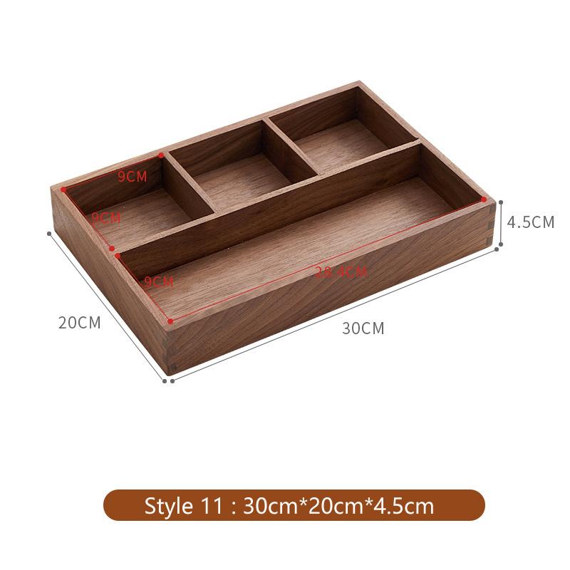 HeMu Solid Wood Entrance Desk Miscellaneous Coffee Table Office Key Storage Box Jewelry Cosmetics Stationery Sorting Box Tray