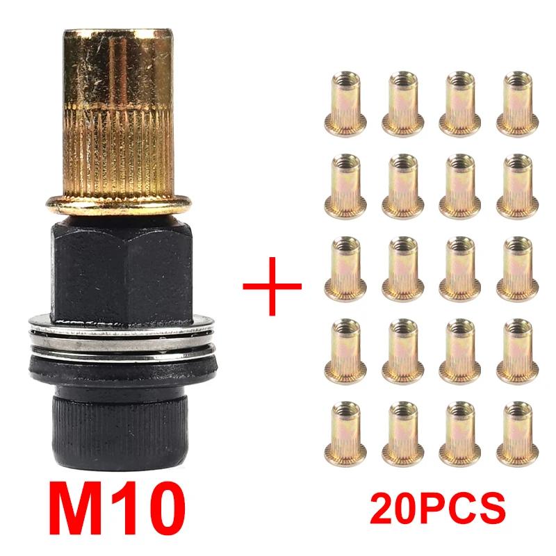 21pcs+1pc Hand Rivet Nut Manual Riveter Nut Tool Accessory for Nuts M3 M4 M5 M6 M8 M10 M12 Simple Installation