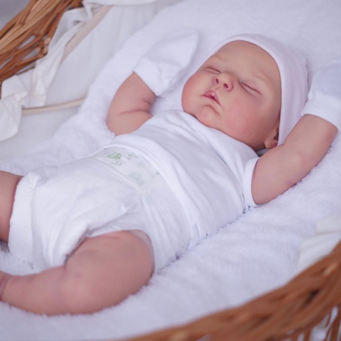 

BZDOLL 20inch 50cm Like Real Soft Vinyl Asleep Fat Baby Reborn Doll with 3D-paint Skin and Visible Veins Cloth Body Toy for Girl Kids Birthday Gift cloth body doll