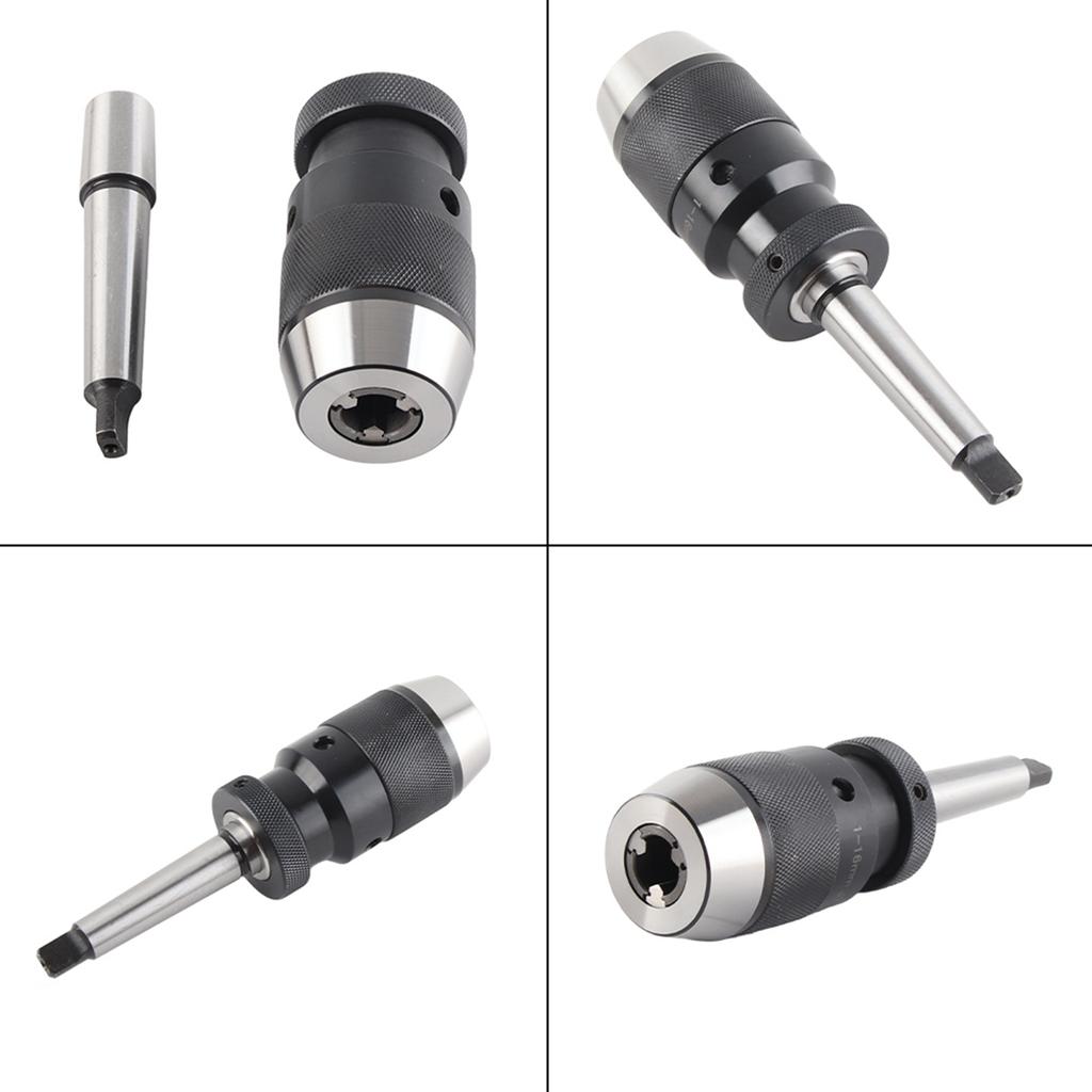 1‑16mm Capacity 45# Steel Self Tighten Keyless Lathe Drill Chuck with MT2‑JT3 Taper Arbor