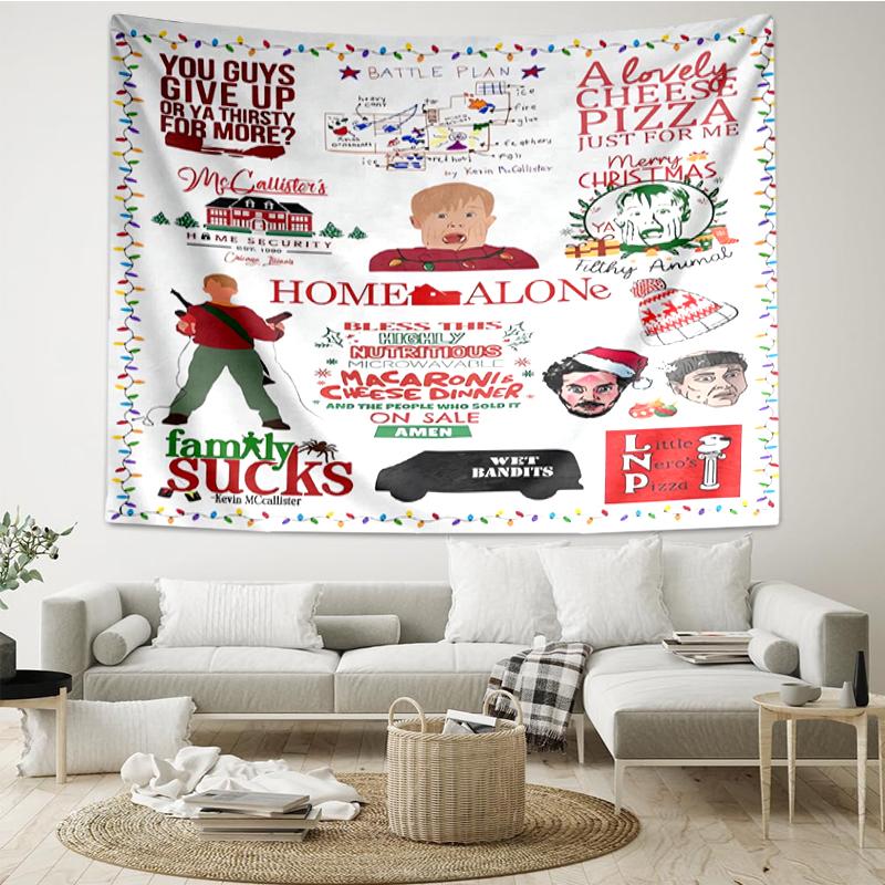 Home-Alone Print Tapestry, Backdrop, Easy Setup, Ideal for Bedroom, Office & Living Room, with Aesthetic Wall Hanging Decor.