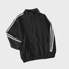 Women's Korean Style Spring/Summer Thin Black Baseball Jacket with Three Stripes - Loose Fit