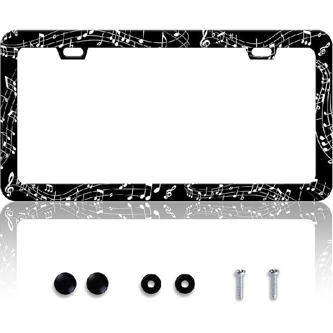 Grey Black Leopard Print License Plate Frame Cheetah License Plate Frames Personalise Stainless Steel Funny Design Compatible With Standard License
