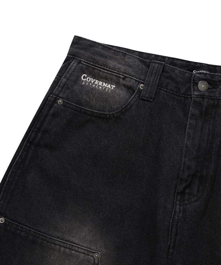 COVERNAT Semi-Wide Fit Carpenter Denim Pants Black