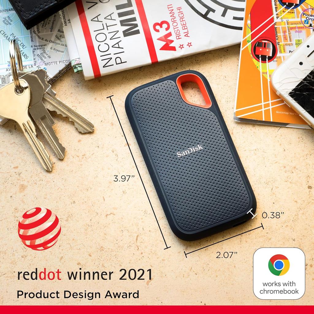 SanDisk Ekstrem Bærbar SSD Opptil 1050MB/s USB-C USB 3.2 Gen 2 IP65 Vann- og Støvbestandighet Ekstern Solid State Drive