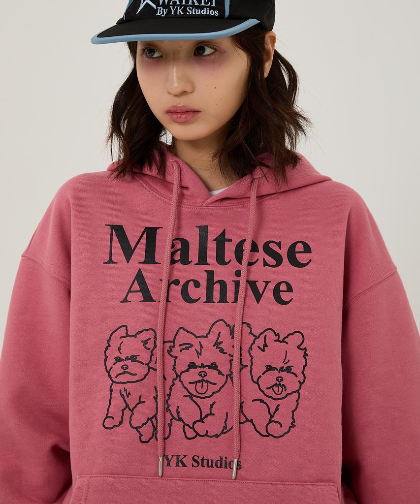 Maltese Archive Line Graphic Hoodie Dust Pink