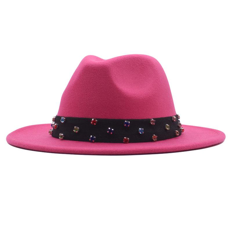 New Fashionable and Elegant Jazz Hat, Spring, Autumn and Winter Belt Woolen Casual Fashion Big-brimmed Lady Jazz Hat