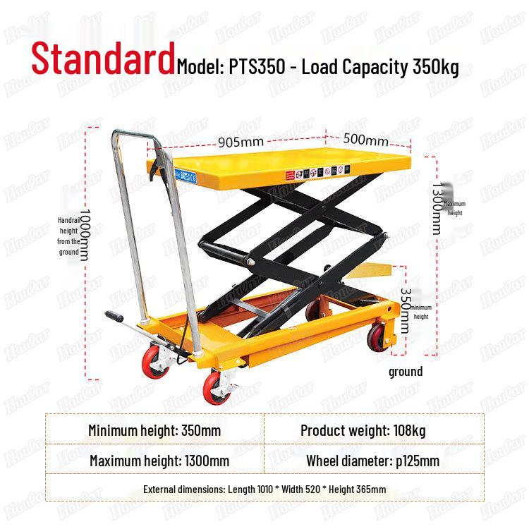 Electric Hydraulic Scissor Lift Cart - Mobile Flatbed Trolley