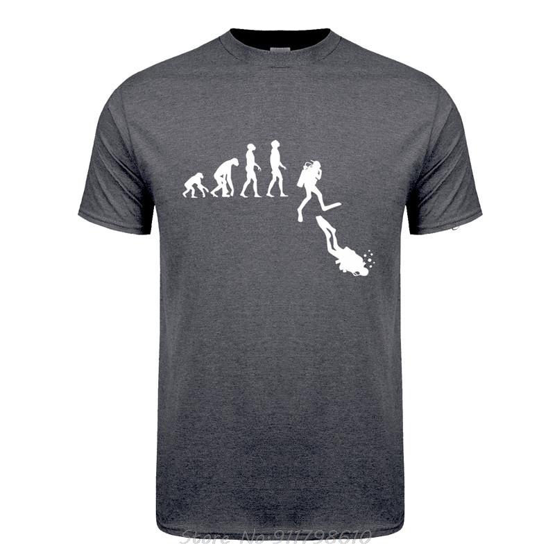 Diving Evolution T Shirt Men Cotton Funny Diver T-shirt Man Clothing High Street Camiseta Basic Tops Fitness T Shirt Streetwear