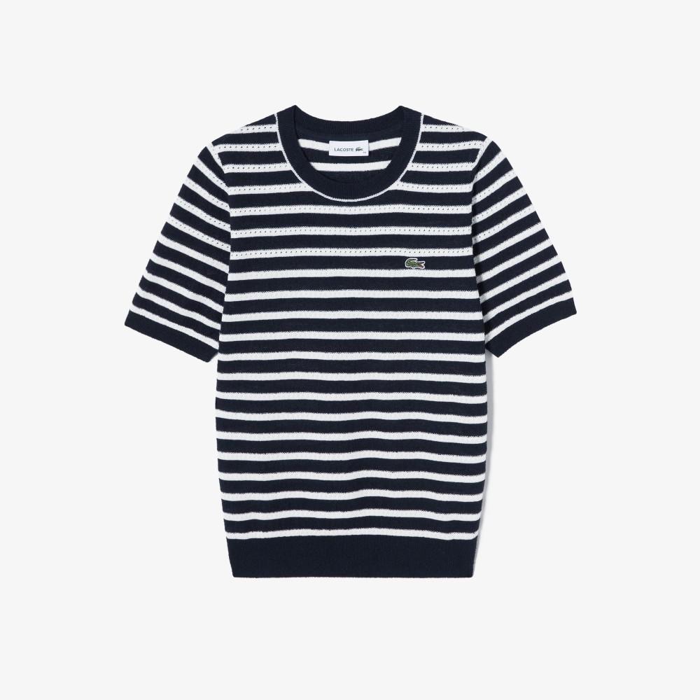 Lacoste Women's Bouclé Stripe Short-Sleeve Sweater AF251E-56G166