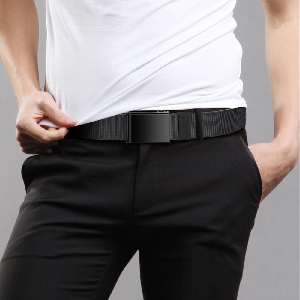 Newest Men's Belts Metal Buckle Automatic Tactical Belt Golf Canvas Workwear Casual Outdoor Military Training Pant Trousers Belt