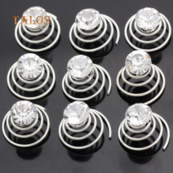 12x Wedding Bridal Hair Pins Crystal Stone Twists Coil Flower Swirl Spiral Hairpins Hairs Trinket
