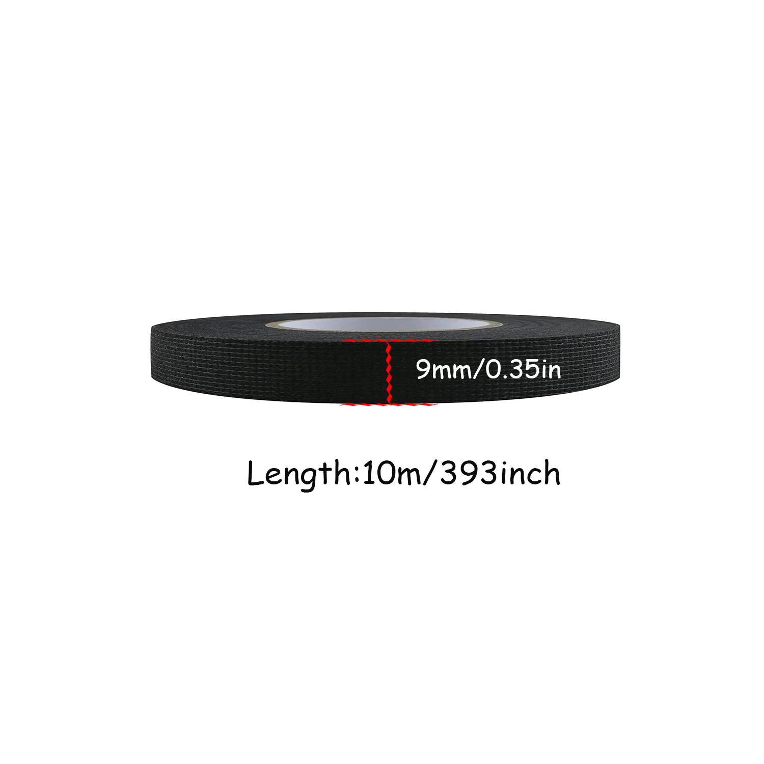 

10/15M 9/15/19/25mm Heat-resistant Adhesive Cloth Fabric Tape For Automotive Cable Tape Harness Wiring Loom Electrical Heat Tape 10M