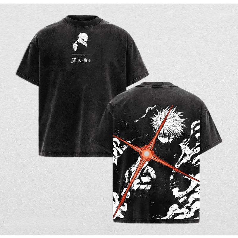 

2026 Anime Jujutsu Kaisen T-shirt Gojo Satoru Washed Y2k T Shirt Men Clothing Summer Oversized Short Sleeve Cotton Tees Tops S чёрный