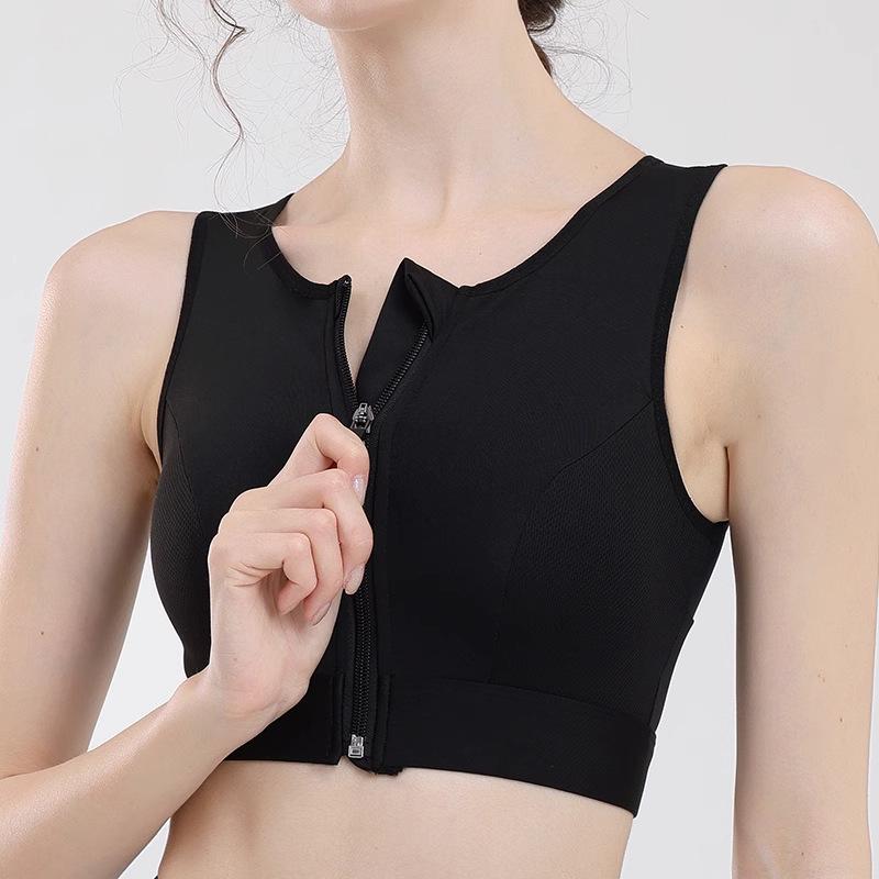 Langsha sports underwear women's summer high-intensity shaping running fitness quick-drying shock-proof front zipper vest bra